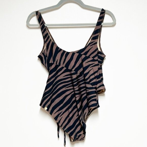 Summersalt Swimsuit The Tie Waist Backflip Modern Zebra in Chocolate Sz 8 - Picture 5 of 8
